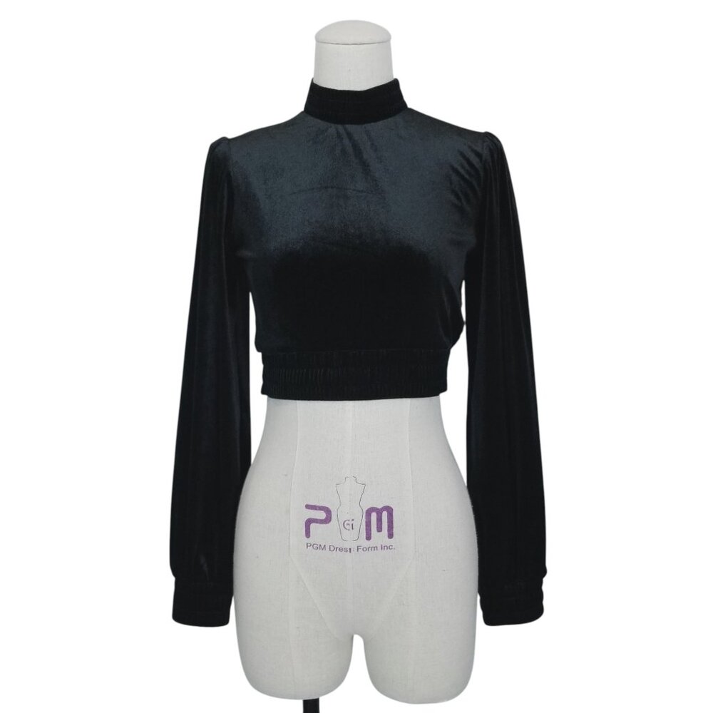 Fashion Nova x Cardi B Get Up 10 Velvet Crop Top Black Sz Small
